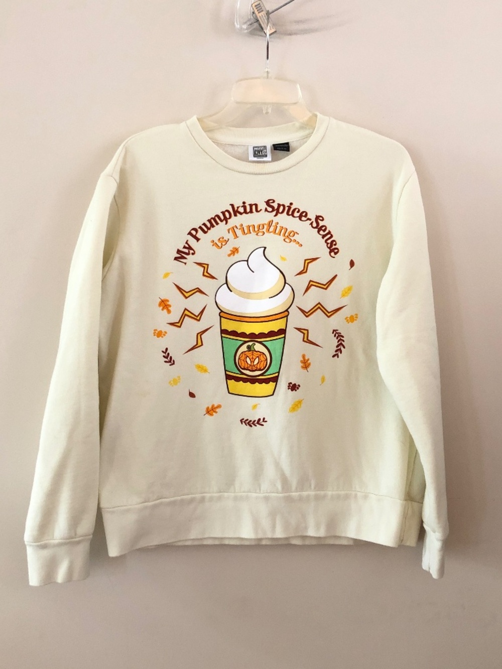 Marvel Spider-Man My Pumpkin Spice-Sense Is Tingling Fall Crewneck M